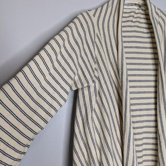 Ioanna Kourbela Ivory Striped Open Front Waterfall Cardigan Size M - Picture 5 of 7